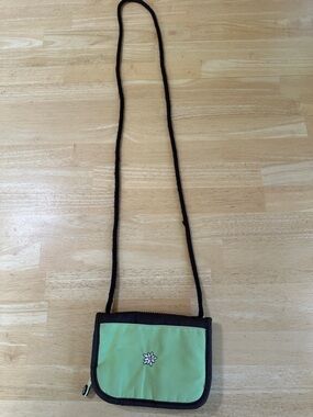 Sherpani ZOE Light Green Crossbody with Brown Trim and Daisy Embroidery